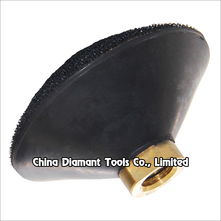 Convex rubber backer of polishing pads for angle grinder
