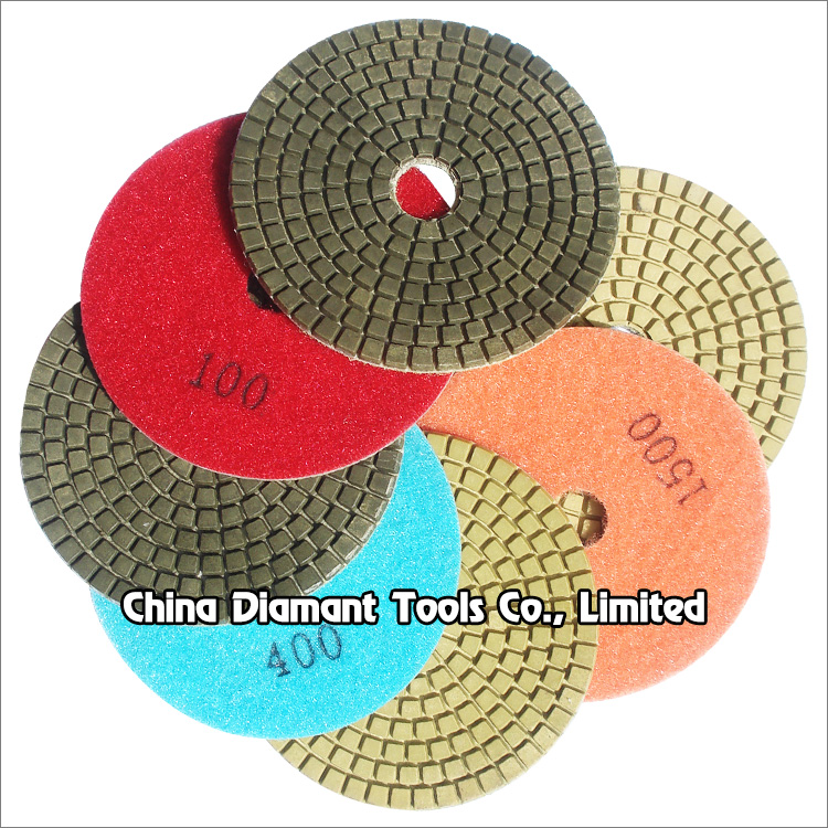 Flexible diamond polishing pads resin bond dry use for engineer stone concrete