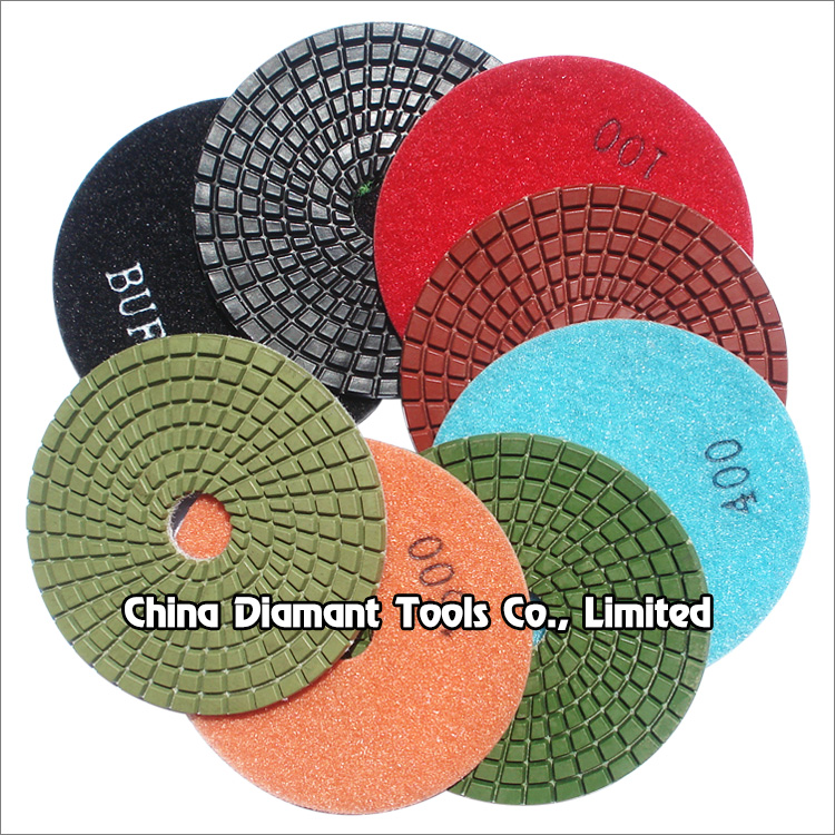 Flexible diamond polishing pads resin bond wet use for stone granite - straight turbo shape