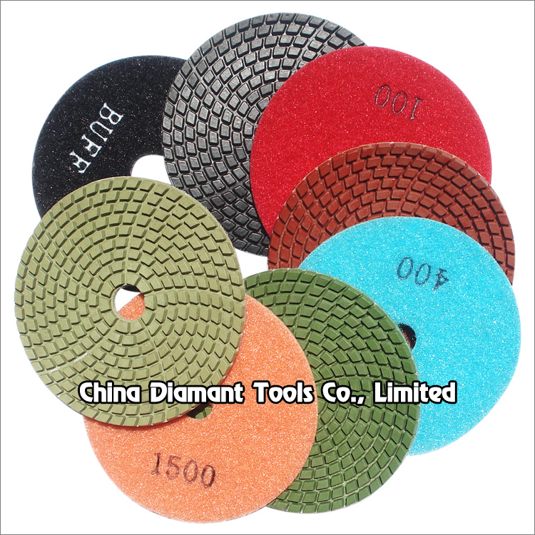 Flexible diamond polishing pads resin bond wet use for stone granite - S turbo shape