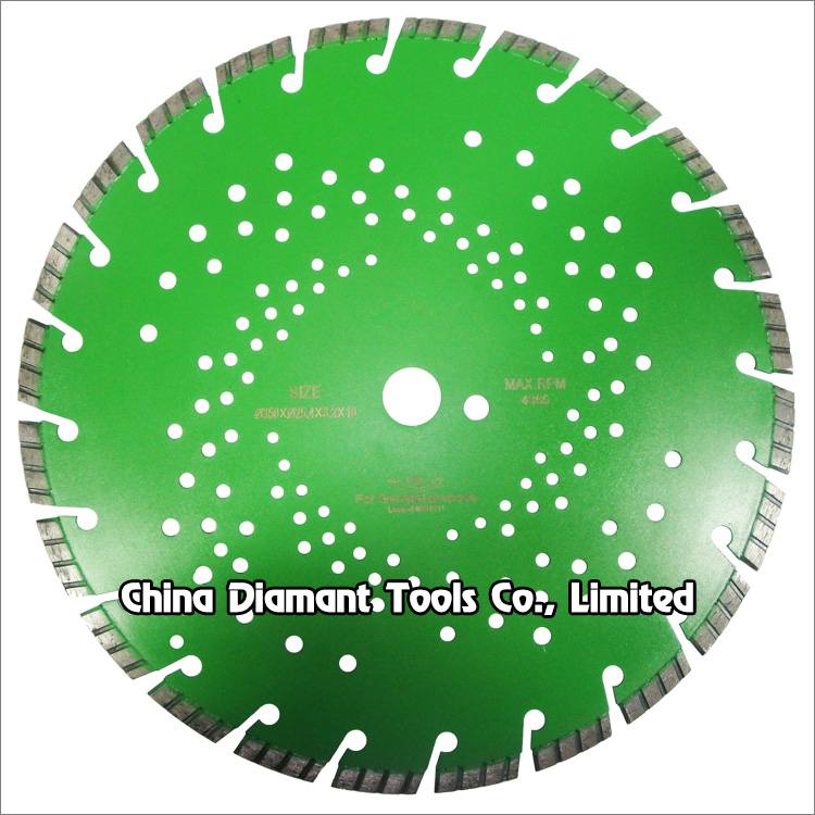 Diamond saw blades for concrete cutting - laser welded, diagonal turbo segments