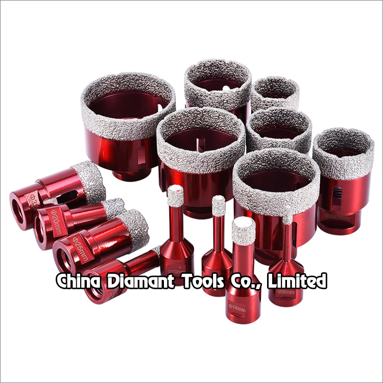 Vacuum brazed diamond drill bits for stone ceramic concrete