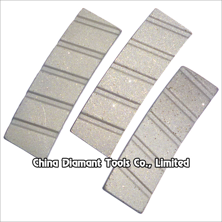 Diamond segments of circular saw blades for granite cutting - diagonal groove shape